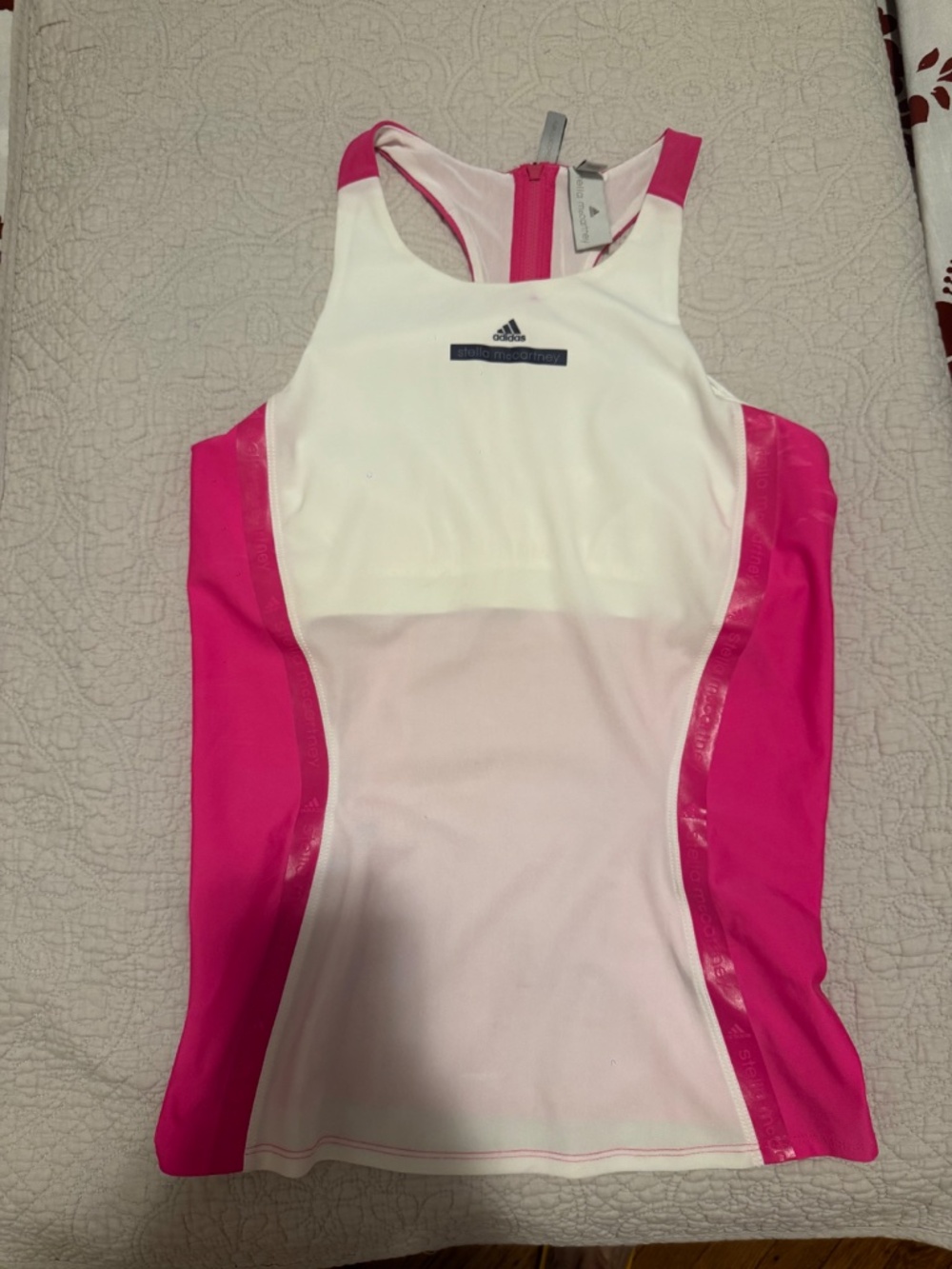Adidas by Stella McCartney White and Pink Racerback Tank Top - Picture 4 of 5